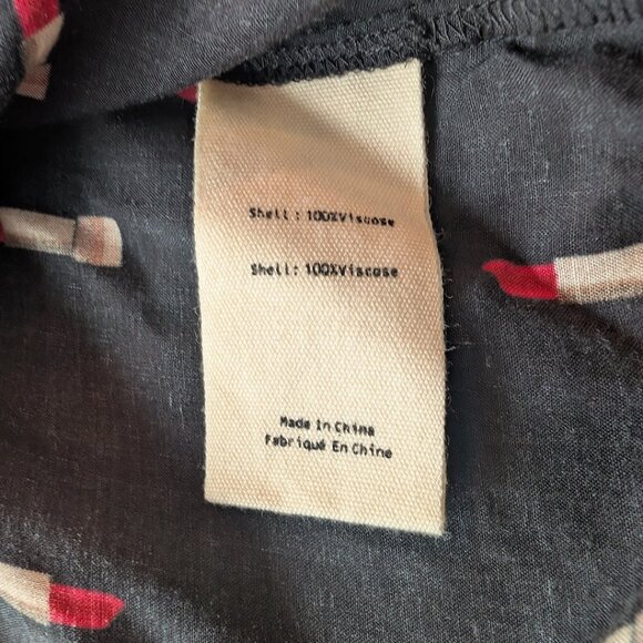 L'AGENCE | Holly Lipstick Print Long Sleeve Button Front Blouse | Small | Black - Picture 6 of 11